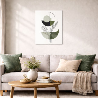 Poster Bohème Géométrique Botanique Vert Élégant
