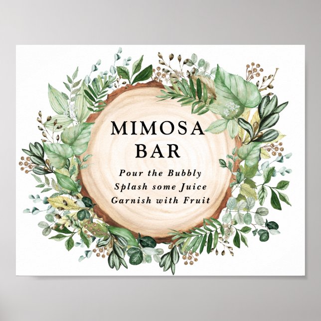 Poster Bohème rustique verdure feuillus Mimosa Bar Mariag (Devant)