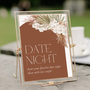 Poster Bohème Terracotta Plumes florales Date Nuit