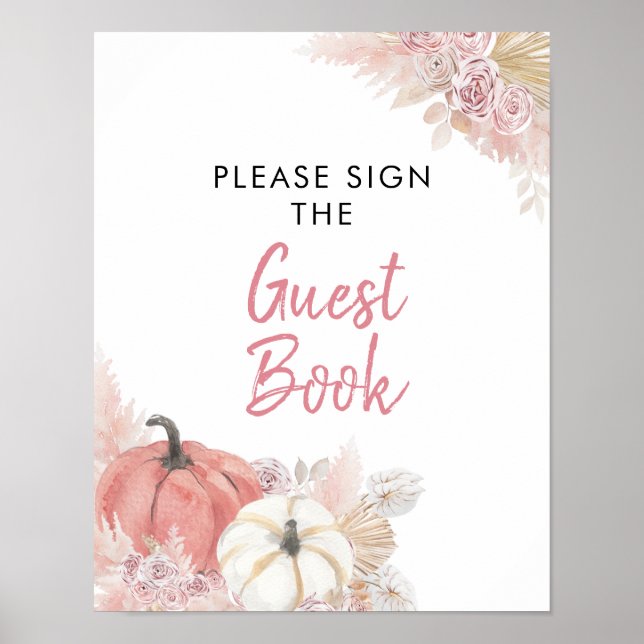 Poster Bohemian Fall in Love Citrouille Guest Book (Devant)