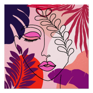 Poster Bohemian Girlline Art rose esthétique
