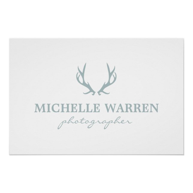 Poster Bohemian Grey Antlers on White Logo Télécharger (Devant)
