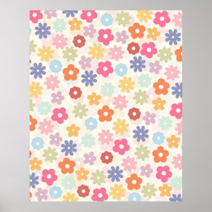 Poster Boho 70's Retro Daisy Flowers