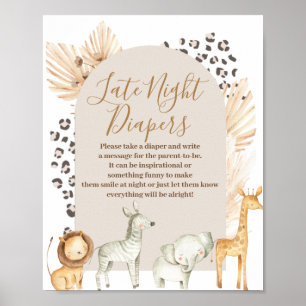 Poster Boho Animaux sauvages Pampas Grass Diapositives no