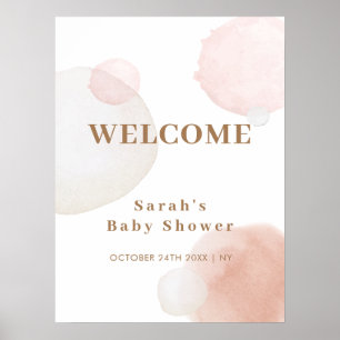 Poster Boho Aquarelle Baby shower Abstrait Bienvenue