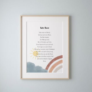 Poster Boho aquarelle la prière du seigneur en imprimé al
