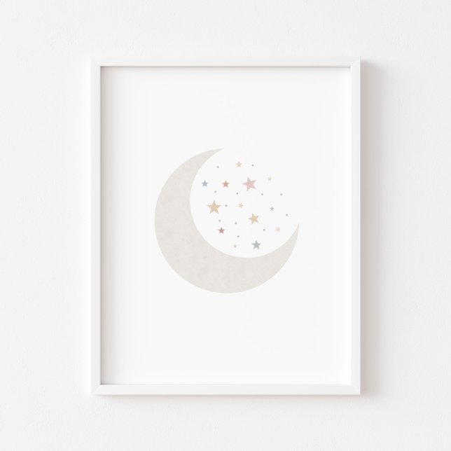 Poster boho aquarelle lune et étoiles imprimer (Créateur téléchargé)