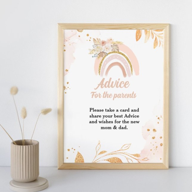 Poster Boho Arc-en-ciel baby shower Conseils Parents Sign (Créateur téléchargé)