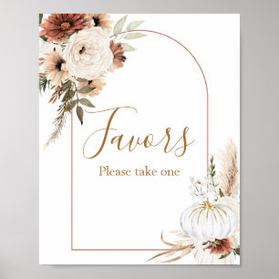 Poster Boho Arch Blanc Citrouille Floral Aquarelle Favori