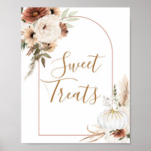 Poster Boho Arch Blanc Citrouille Floral Sweet Traitement