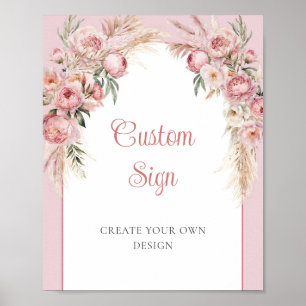 Poster Boho arch brush peonas pampas herbe Panneau person