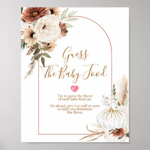 Poster Boho Arch Citrouille blanc Guess the Baby Food