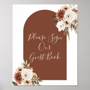 Poster Boho Arch Terracota Floral S'il Vous Plaît Signez 