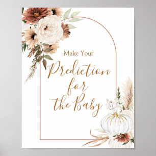 Poster Boho Arch White Citrouille Prédictions pour bébé