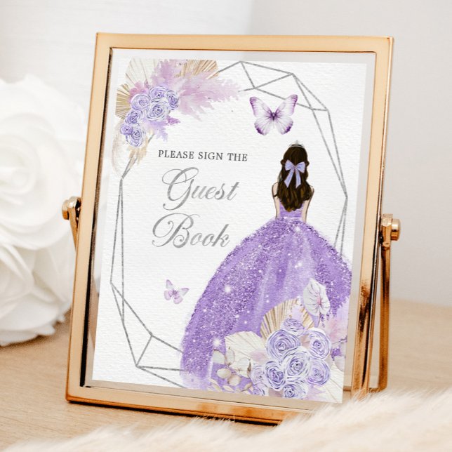 Poster Boho Argent Lilac Géométrique Quinceañera Livre d' (Créateur téléchargé)