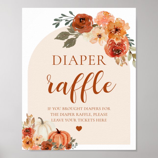 Poster Boho Automne Citrouille Baby shower Déchets Lavett (Devant)