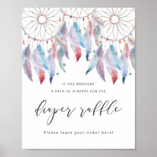Poster Boho Baby shower Déchets Déchets Signe Dreamcatche