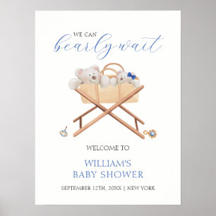 Poster Boho Bear Bassinet Jouet Baby shower de garçon Bie