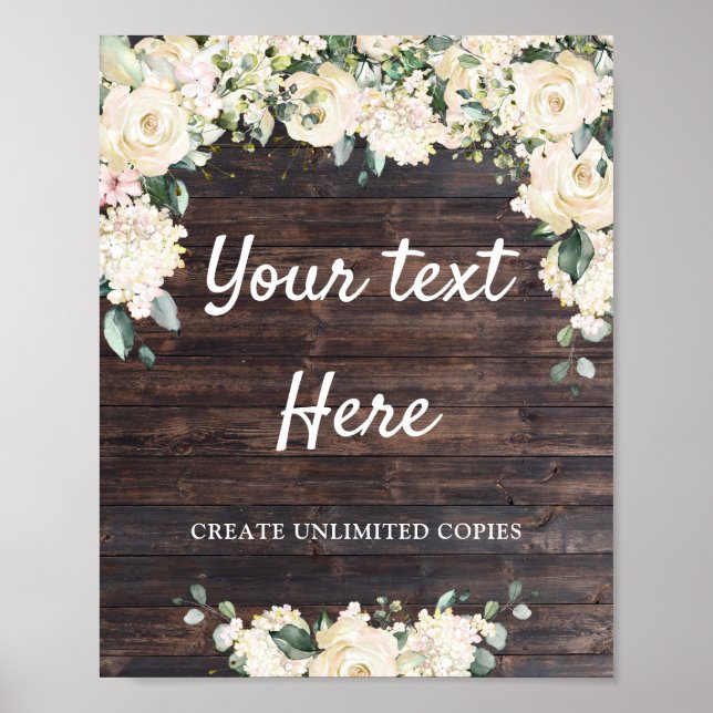 Poster Boho blanc vert en bois rustique panneau personnal (Devant)