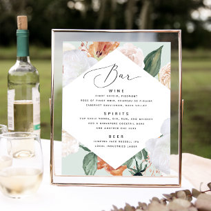 Poster Boho Blooms Barre de Mariage Panneau de menu
