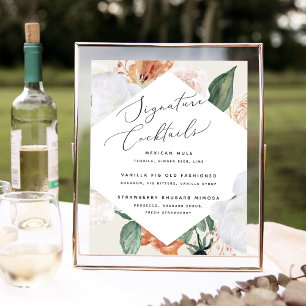 Poster Boho Blooms Mariage Signature Cocktail Menu Signe