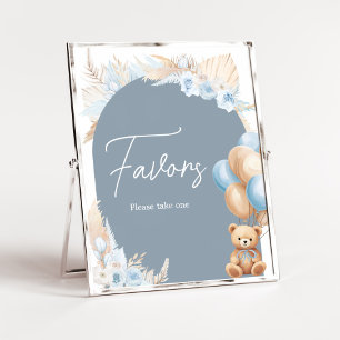 Poster Boho Blue Bear Balloon Baby shower Faveurs