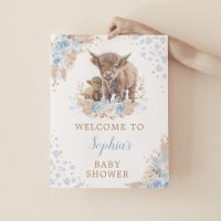 Boho Blue Highland vache bébé garçon douche accuei