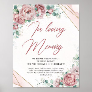 Poster Boho blush floral eucalyptus In loving memory sign