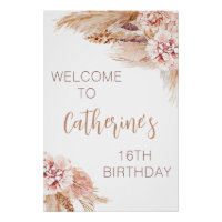 Boho Blush Pampas Grass Sweet 16 Anniversaire