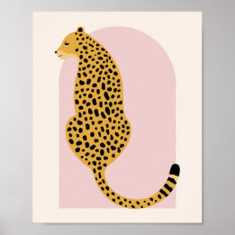 Poster Boho Blush Pink Vintage Arc surdimensionné Leopard