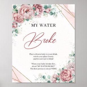 Poster Boho blush rose eucalyptus or My Water Broke