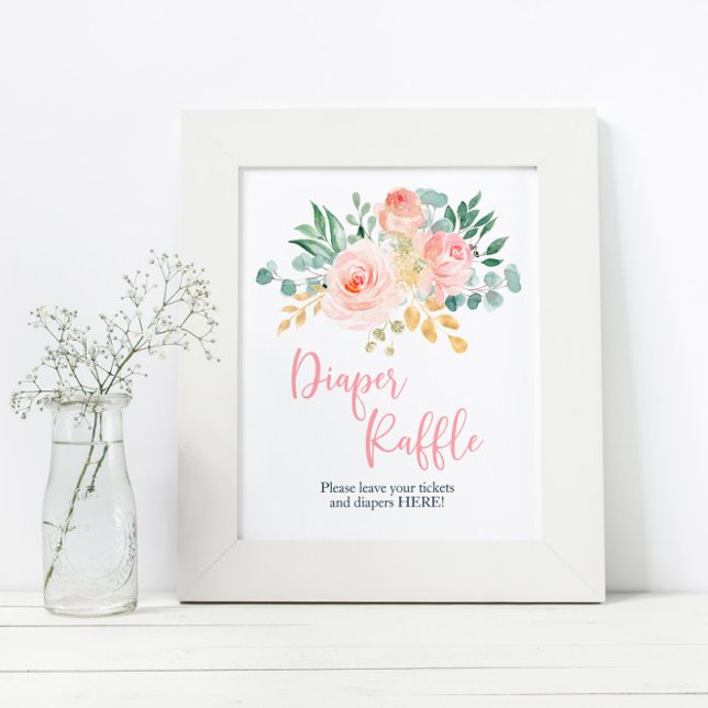 Poster Boho Blush rose Floral Douche Dépouille Raffle Sig (Créateur téléchargé)