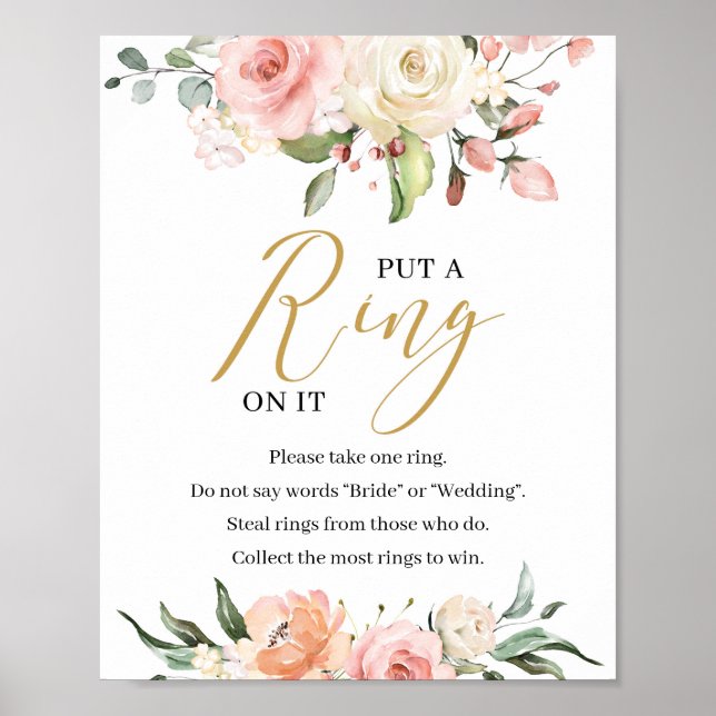 Poster Boho Blush rose floral mettre une bague sur le pan (Devant)