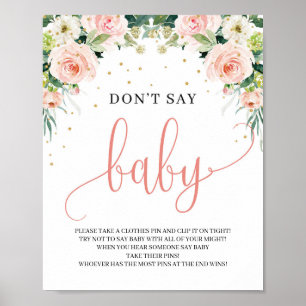 Poster Boho blush rose floral ne pas dire jeu de signes p