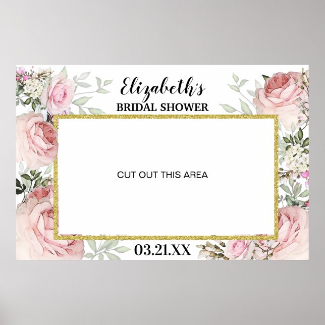 Poster Boho Blush rose Floral Photo Booth Frame Prop (Devant)