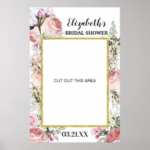 Poster Boho Blush rose Floral Photo Booth Frame Prop