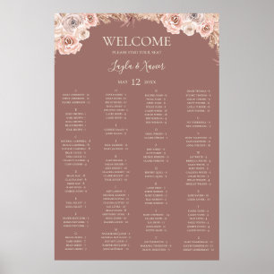 Poster Boho Botanical Siège Alphabétique Dusty Rose