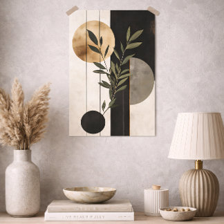 Poster Boho Botanique Géométrique Minimal Luxueux Noir Or