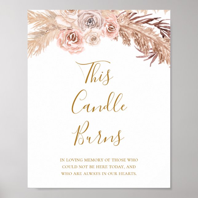 Poster Boho Botanique | Ivoire Cette Bougie Brûle Mariage (Devant)