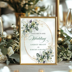 Poster Boho Botanique Poussière Verte Table Mariage Bienv
