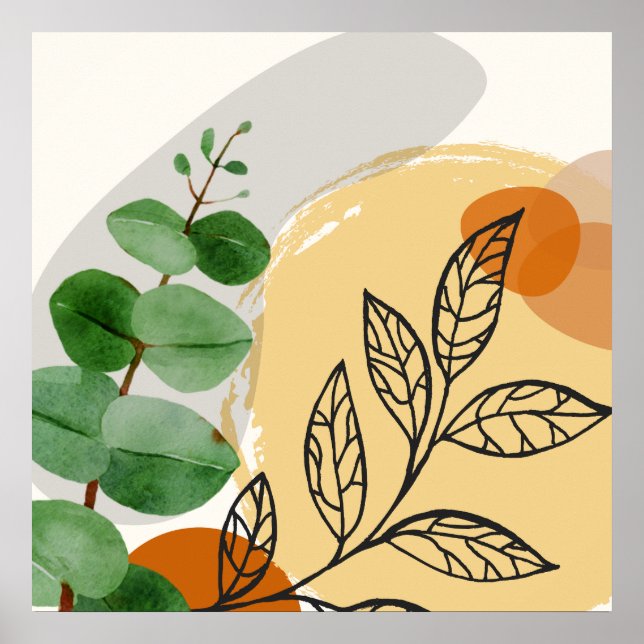 Poster Boho Botanique Vert Orange (Devant)