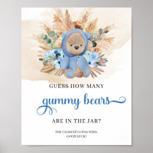 Poster Boho Boy teddy bear Guess How Many Gummy Bear