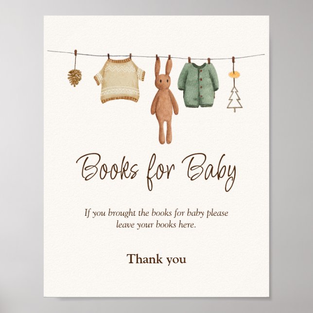 Poster Boho Boy Vêtements Baby shower Livres pour bébé Si (Devant)