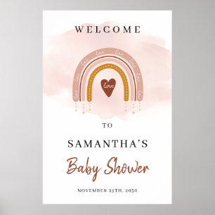 Poster Boho branché Dusty Pink Rainbow Welcome