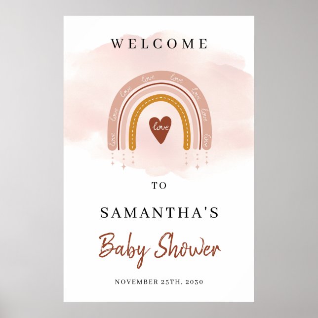 Poster Boho branché Dusty Pink Rainbow Welcome (Devant)