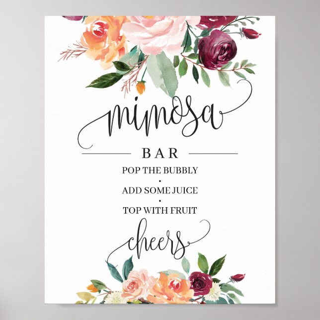 Poster Boho brune bordeaux orangé signe de barre mimosa (Devant)