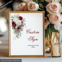 Boho Burgundy Blanc Floral Mariage Panneau personn