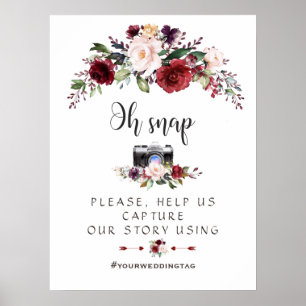 Poster Boho Burgundy Blush Mariage Oh Snap Instagram Sign
