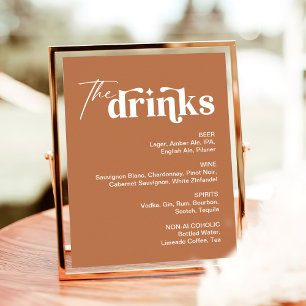Poster Boho Burnt Orange Boisson Menu Mariage Bar Sign
