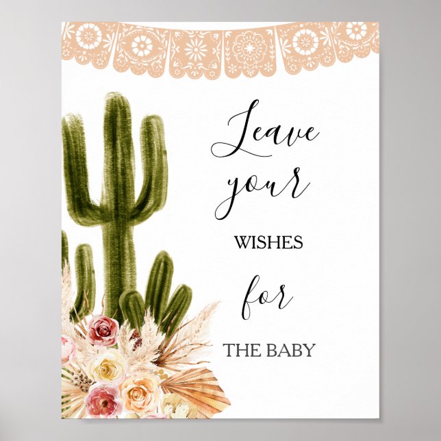 Poster Boho Cactus Baby shower Wives for Baby Sign (Devant)